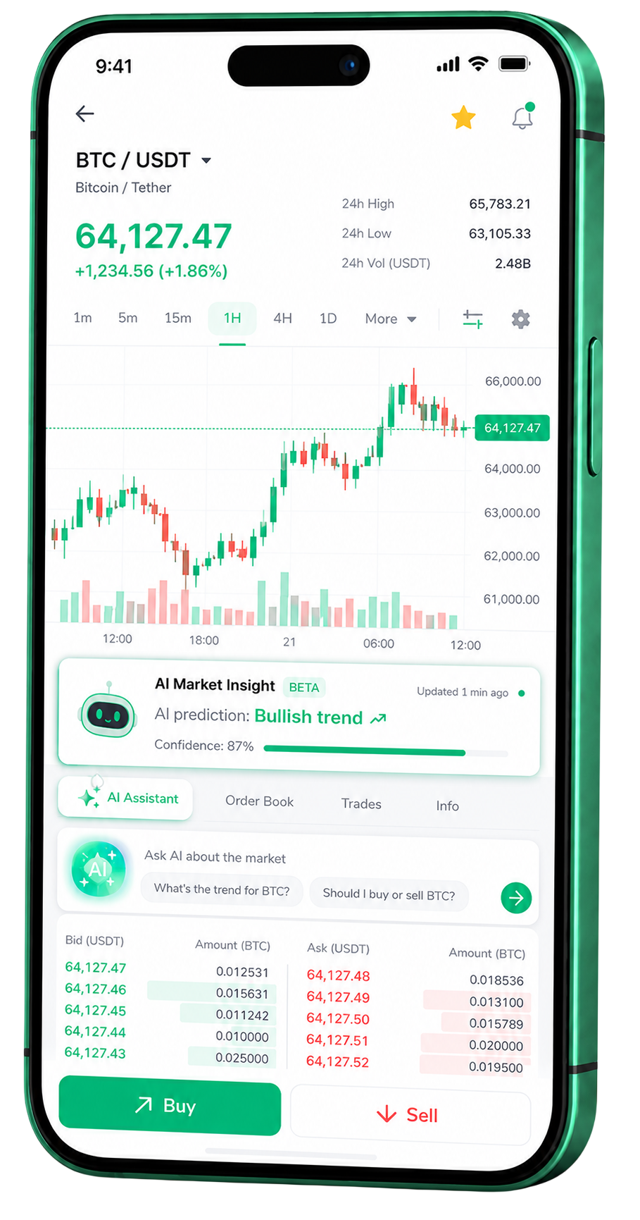 Immediate Binestar aplicativo móvel de trading rodando em um smartphone